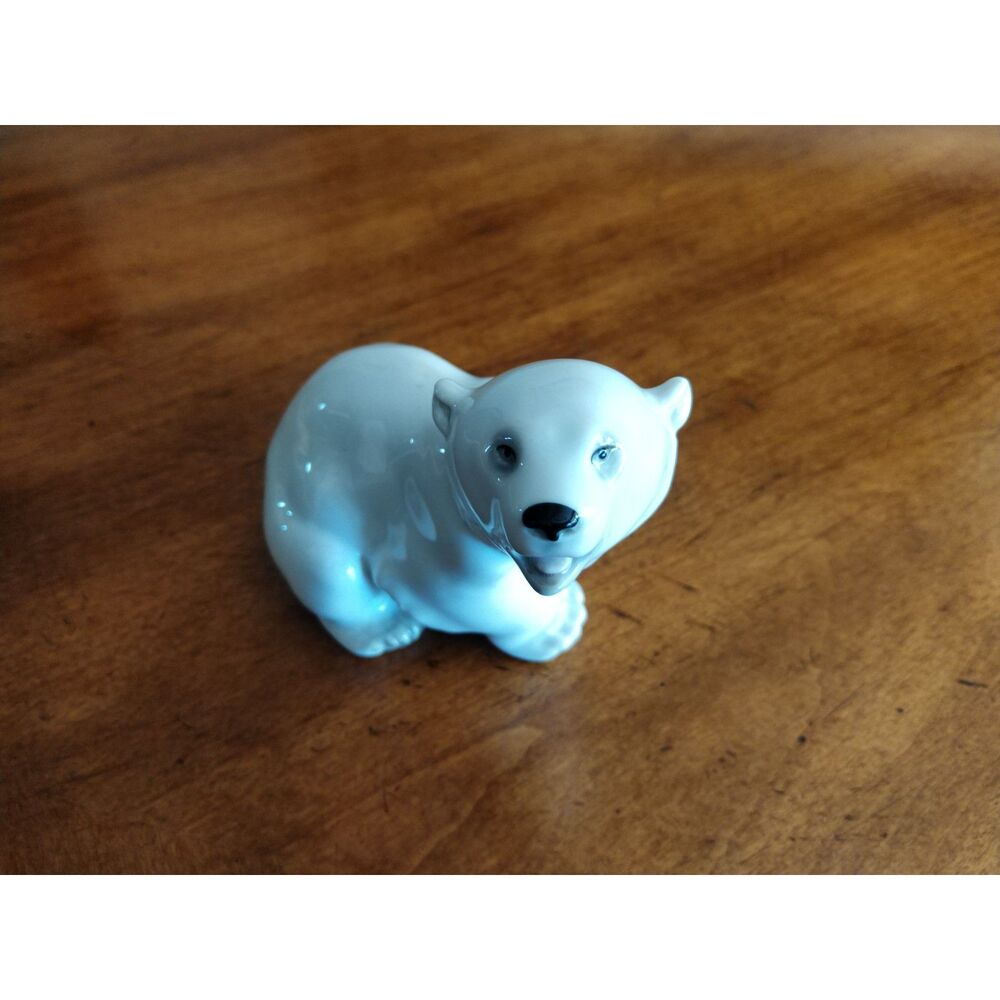 Damage* Vintage Lomonosov Porcelain (LFZ) Polar Bear Figurine 4.5" White - Picture 4 of 11